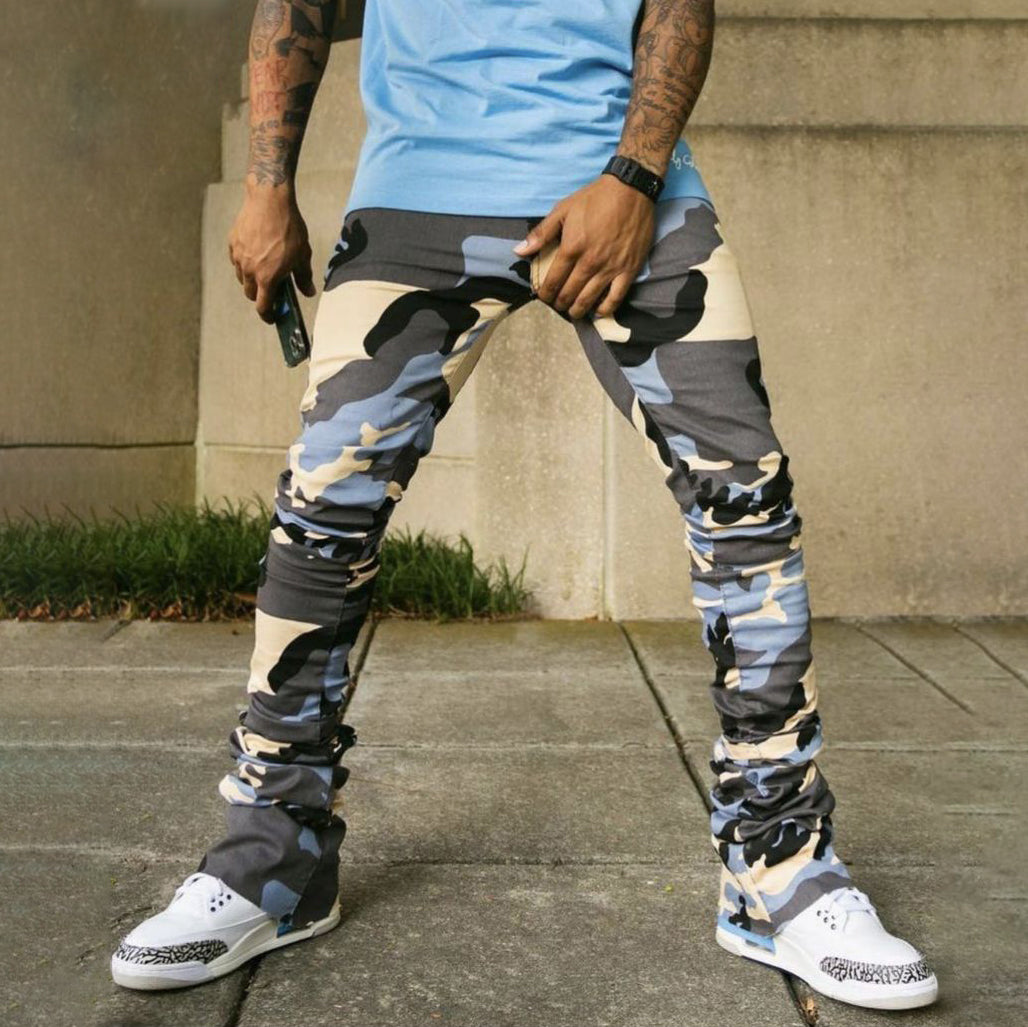 Personalized street style retro camouflage trousers